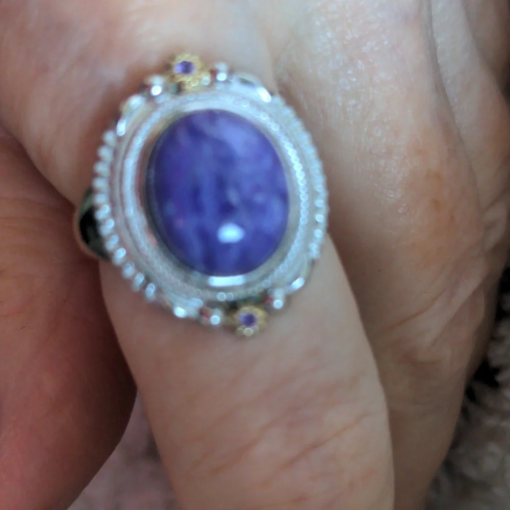 New Chariote sterling silver ring. Size 7.  Handcrafted, Gold accents.  gift box